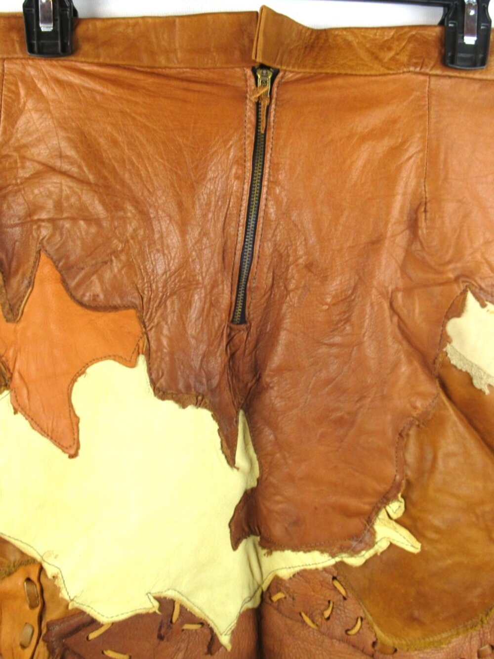 Handmade LEATHER PATCHWORK SKIRT Renaissance, Medieval, Festival, Rodeo - Picture 3 of 6